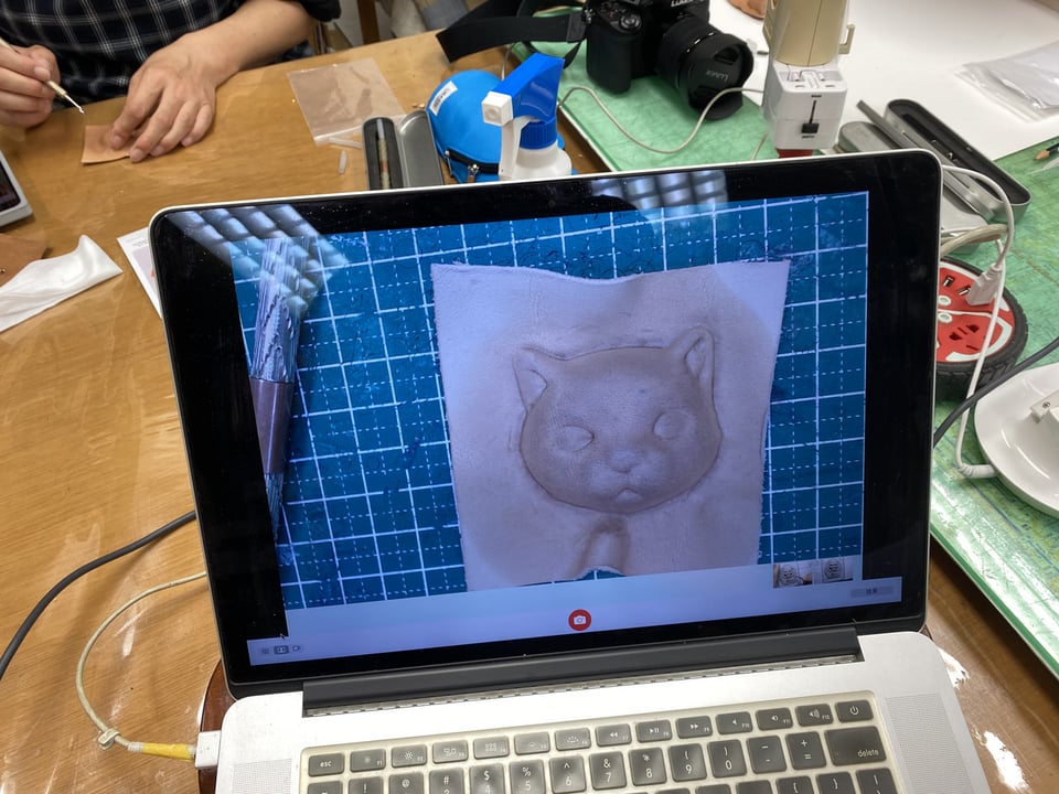 立体猫実技　JLCA講習会　レザークラフト  革工芸