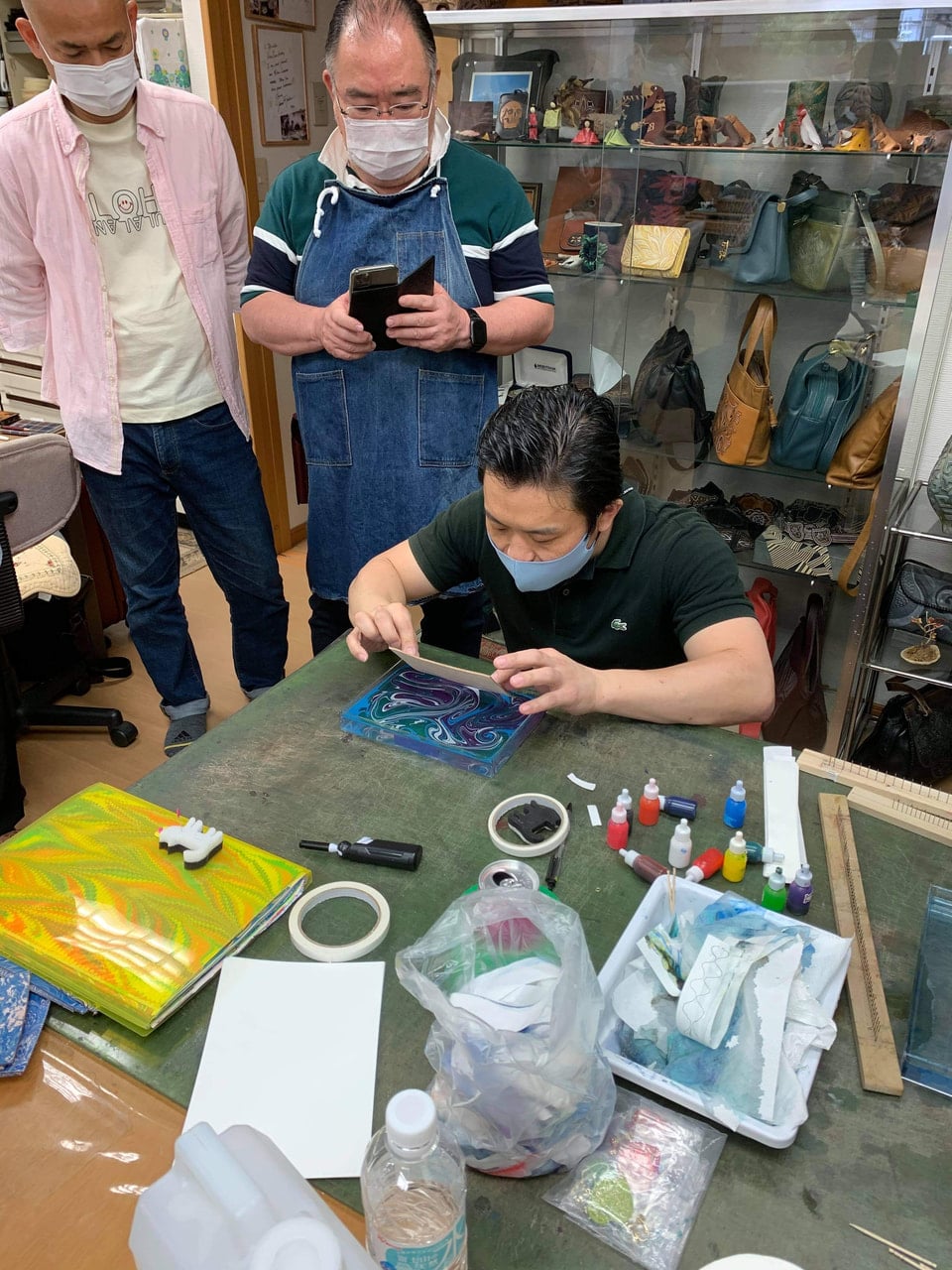 マーブリング講習会 JLCA ILCE Japan leather Craft 協会